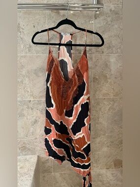 Pink Rust Black Lace Slip Dress